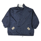 Womens Navy Blue Plain Nylon Zip Jacket L Casual Lightweight Outerwear