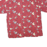 PALM ISLAND Mens Red Hawaiian Shirt XL Cocktail Print Summer Relaxed Fit