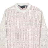 TED BAKER Mens Cream Patterned Cotton Blend Jumper Crew Neck Tight Knit S Light