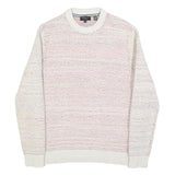 TED BAKER Mens Cream Patterned Cotton Blend Jumper Crew Neck Tight Knit S Light