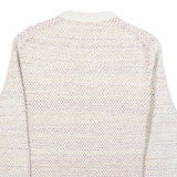 TED BAKER Mens Cream Patterned Cotton Blend Jumper Crew Neck Tight Knit S Light