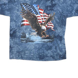 Mens Blue Tie Dye Eagle US Flag Graphic T-Shirt XL Short Sleeve Crew Neck