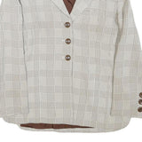 GEORGE REICH Womens Beige & Brown Wool Blend Blazer Jacket M Check Pattern