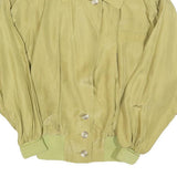 THE LEGEND Womens Beige Silk Jacket S Woven Button Closure Relaxed Fit