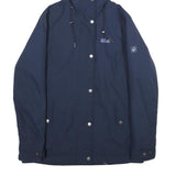 JACK WOLFSKIN Womens Navy Blue Outdoor Jacket UK 6 Polyester Zip Hooded Plain