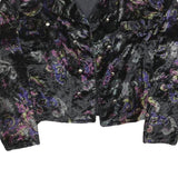 SERGIO DI LAUTRENTI Womens Black Velvet Button Jacket M Floral Pattern Cropped