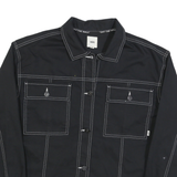VANS Womens Black Button Cotton Jacket M Contrast Stitching Casual Urban