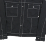 VANS Womens Black Button Cotton Jacket M Contrast Stitching Casual Urban