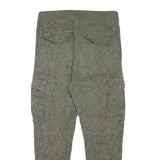 H&M Womens Cotton Blend Green Relaxed Cargo Trousers W28 L25 Drawstring