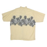 PURITAN Mens Yellow & Grey Pineapple Print Cotton Shirt XL Summer Casual