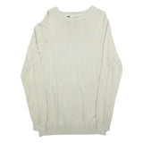 VOI JEANS Mens Cream Plain Cotton Crew Neck Basic Knit Jumper L Stylish Comfort