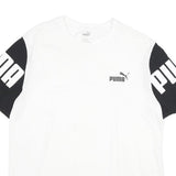 PUMA Mens White & Black Logo Print T-Shirt L Short Sleeve Crew Neck Graphic