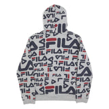 FILA Womens Grey 2XL All Over Print Hoodie Cotton Blend Casual Pullover