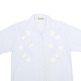 NOW HOW Womens White Cotton Shirt XL Embroidered Patchwork Button Front