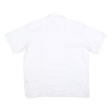 MAXIMOS Mens White Cotton Blend Shirt XL Button Front Short Sleeves Embroidered