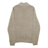 CHAPS Mens Beige Button Up Plain Henley Neck Basic Knit L Jumper Cotton Pullover