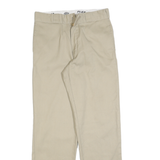 DICKIES Mens Cotton Blend Beige Regular Fit Straight Leg Trousers W32 L32