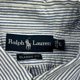 Ralph Lauren Striped Short Sleeve Shirt - Large Blue Cotton