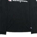 CHAMPION Mens Black Long Sleeve Crew Neck Cotton Blend T-Shirt M Logo Graphic