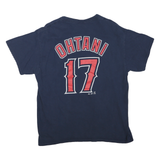 MAJESTIC Mens Navy Blue Angels Graphic T-Shirt L Short Sleeve Crew Neck Baseball