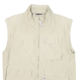 BURISPORT Mens Beige Polyester Blend Zip Jacket L Sleeveless Lightweight Utility