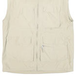 BURISPORT Mens Beige Polyester Blend Zip Jacket L Sleeveless Lightweight Utility