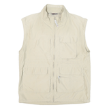 BURISPORT Mens Beige Polyester Blend Zip Jacket L Sleeveless Lightweight Utility