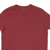 NAUTICA Mens Red Cotton Blend Pocket T-Shirt XL Short Sleeve Crew Neck Casual
