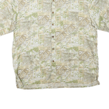 Mens Beige Green Pattern Silk Shirt XL Lightweight Summer Casual Beach