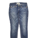 BIG STAR Womens Slim Blue Denim Raw Cotton Zip W28 L32 Stylish Faded