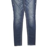 BIG STAR Womens Slim Blue Denim Raw Cotton Zip W28 L32 Stylish Faded