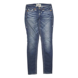 BIG STAR Womens Slim Blue Denim Raw Cotton Zip W28 L32 Stylish Faded