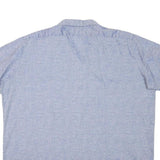 ACKERMANN Mens Blue Casual Shirt L Cotton Blend Patterned Short Sleeve