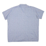 ACKERMANN Mens Blue Casual Shirt L Cotton Blend Patterned Short Sleeve
