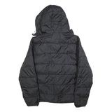 ELLESSE Womens Black Hooded Puffer Jacket UK 16 Polyester Zip Logo Printed