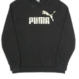 PUMA Mens Black Hoodie M Cotton Blend Pullover Sportswear Casual
