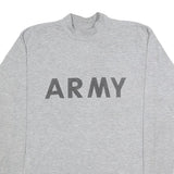 Mens Grey T-Shirt L Long Sleeve Crew Neck Army Print Cotton Blend Casual