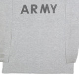 Mens Grey T-Shirt L Long Sleeve Crew Neck Army Print Cotton Blend Casual