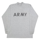 Mens Grey T-Shirt L Long Sleeve Crew Neck Army Print Cotton Blend Casual