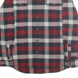 JACHS Mens Red & Navy Check Shirt L Button Long Sleeve Casual Cotton