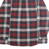 JACHS Mens Red & Navy Check Shirt L Button Long Sleeve Casual Cotton