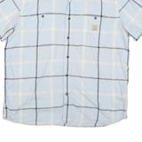 CARHARTT Mens Blue & Cream Check Shirt L Rugged Flex Button Down Casual