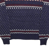 YOUNGBLOODS Womens Navy & Burgundy Patterned Jumper Crew Neck Basic Knit M