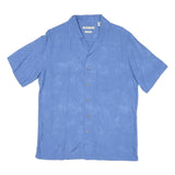 BATICK BAY Mens Blue Rayon Shirt M Palm Leaf Print Casual Short Sleeve