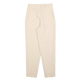 Womens Slim Cream Polyester Trousers W25 L28 Zip Closure Stylish Fit