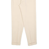 Womens Slim Cream Polyester Trousers W25 L28 Zip Closure Stylish Fit