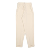 Womens Slim Cream Polyester Trousers W25 L28 Zip Closure Stylish Fit