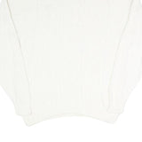 Womens White Plain Pullover Jumper V-Neck Basic Knit L Viscose Blend Soft