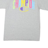 CHAMPION Mens Grey Colourblock Graphic T-Shirt L Short Sleeve Crew Neck