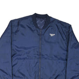 REEBOK Mens Navy Blue Bomber Jacket M Nylon Plain Sportswear Zip Closure
